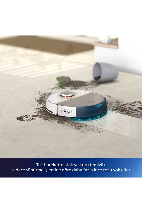Philips ISLAK+KURU Homerun 7000 LİDAR Moplu Robot Süpürge  5000 Pa,titreşimli Mop,app/wifi , EPA11 - Görsel 5