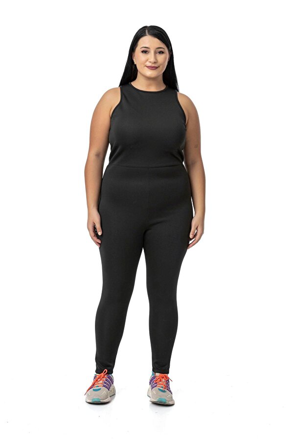 Back-zip Long Taytlı Jumpsuit — Black