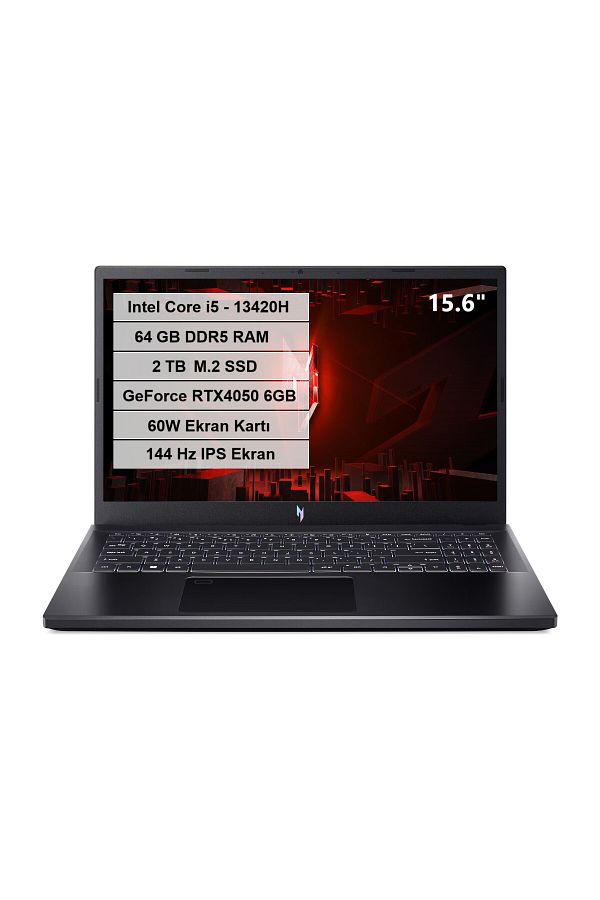 ACER  Nitro V 15 Intel Core i5 13420H 64GB DDR5 RAM 2TB M.2 SSD RTX 4050-6GB FreeDos 15.6" FHD IPS