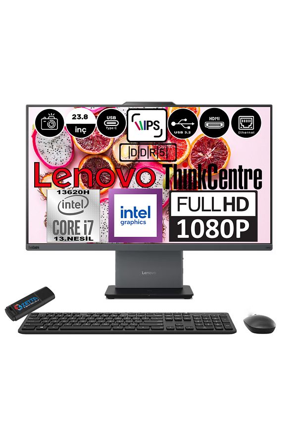 LENOVO Thinkcentre Neo 24 50A Gen5 I7 13620H 16GB 2tb SSD FDOS 23.8" Fhd 12SC000KTRF04+ZETTABELLEK