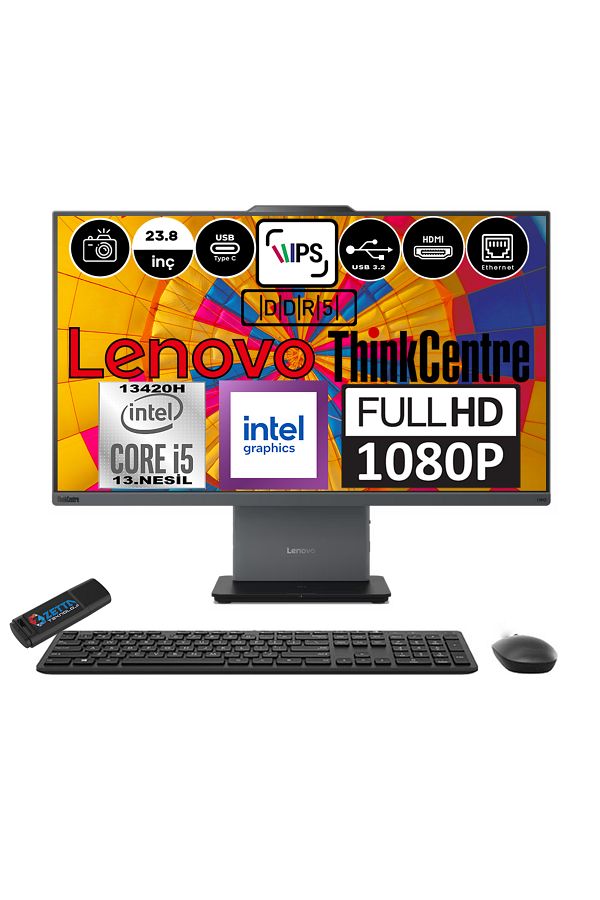 LENOVO Thinkcentre Neo 24 50A  I5 13420H 64GB 512GB SSD W11PRO 23.8" Fhd 12SC000YTRP12+ZETTABELLEK