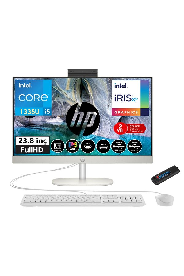 HP Proone 240 G10 I5 1335U 64GB 4tb SSD 23.8 Fhd IPS WİNDOWS11PRO Beyaz 6623Z2ET45+ZETTAUSBBELLEK