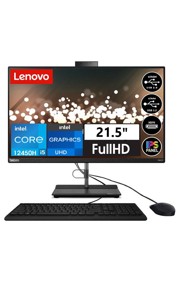 LENOVO Thinkcentre Neo 30A 22 I5-12450H 32GB 256GB SSD 21.5" Dos 112B30062TX09+ZETTAUSBBELLEK