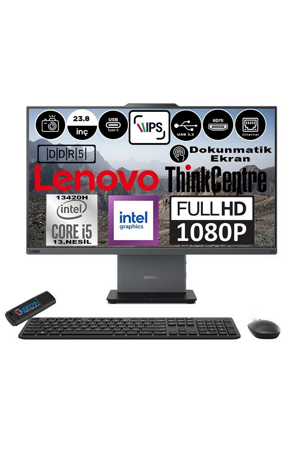 LENOVO Thinkcentre Neo 24 I5 13420H 64GB 2tb SSD W11HOME 23.8" TOUCH Fhd 12SC001LTRH14+ZETTABELLEK