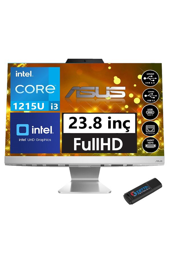 ASUS A3402WBAK-WPC007M İ3-1215U 8gb 512GB SSD Fhd 23.8'' W11Home  WPC007MH02+ZETTAUSBBELLEK