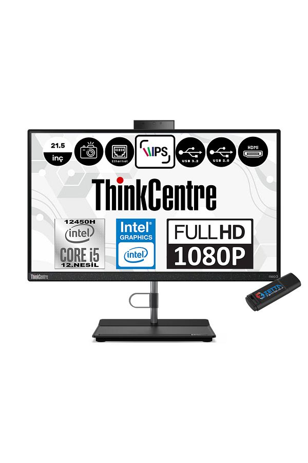 LENOVO Thinkcentre Neo 30A I5 12450H 16GB 1tb SSD 21.5" IPS FHD W11HOME 12B3008ETRH02+ZETTABELLEK