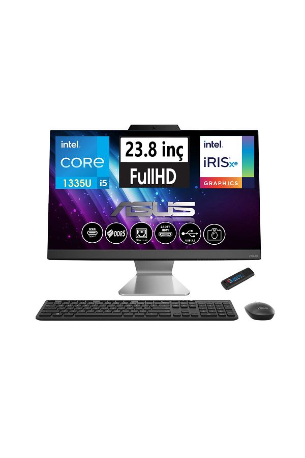 ASUS A3402WBAK-I58512B0D Intel I5-1335U 16GB 256GB SSD 23.8 Fhd IPS W11HOME I58512B0D16+ZETTABELLEK