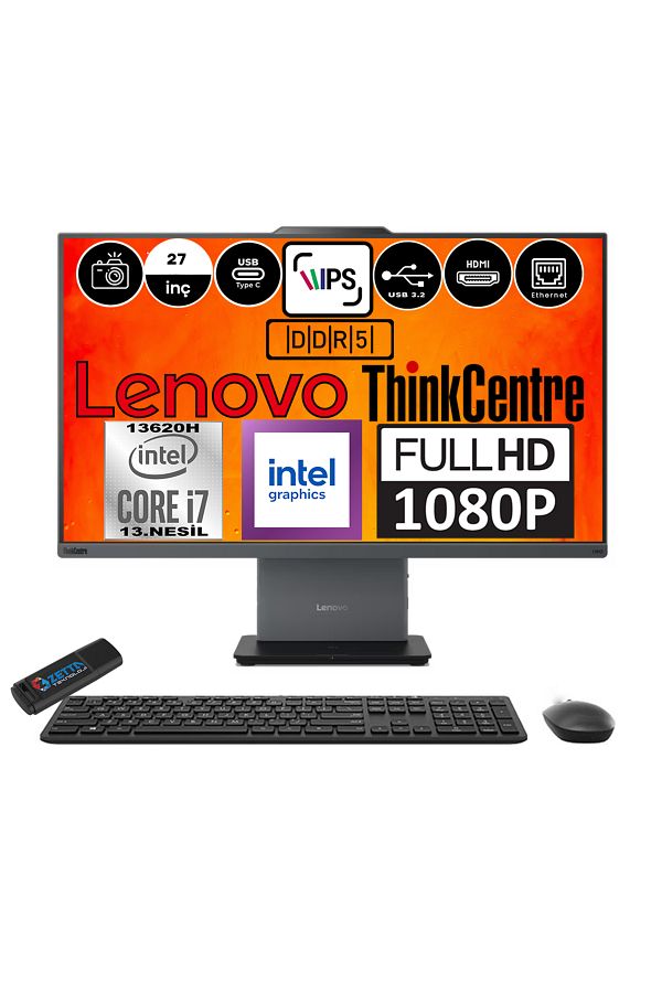 LENOVO Thinkcentre Neo 27 50A Gen5 I7 13620H 96GB 4tb SSD FDOS 27" Fhd 12SA000RTRF20+ZETTABELLEK