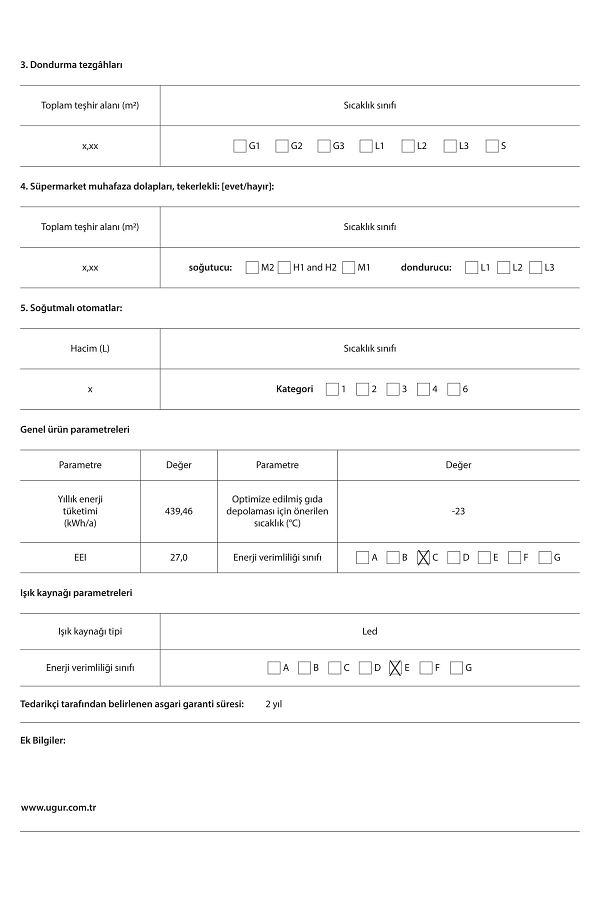 Uğur UDD 365 T D/S R63 C Enerji Sınıfı 249 Lt Sandık Tipi Derin Dondurucu - Görsel 4