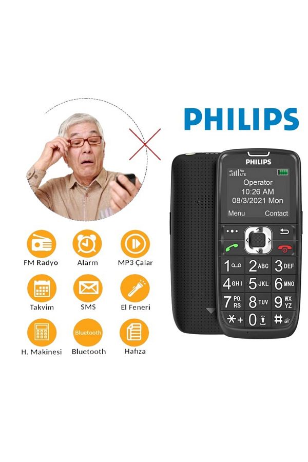 Philips S200 Tuşlu Cep Telefonu Askerler Ve Yaşlılar Için Uygun - Görsel 4