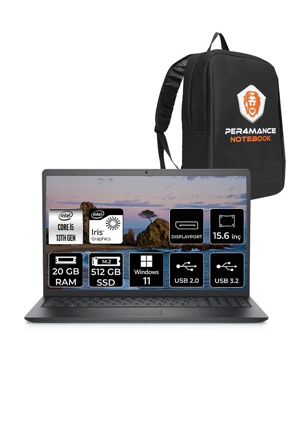 Dell Vostro 3530 Intel Core i5 1334U 20GB 512GB SSD 15.6" FHD W11H & PER4 Çanta