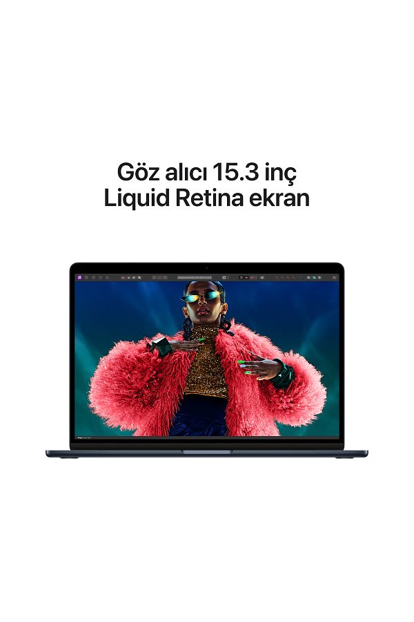 Apple 15-inch MacBook Air: Apple M3 chip with 8-core CPU and 10-core GPU, 16GB, 256GB SSD - Gece Yarısı - Görsel 5