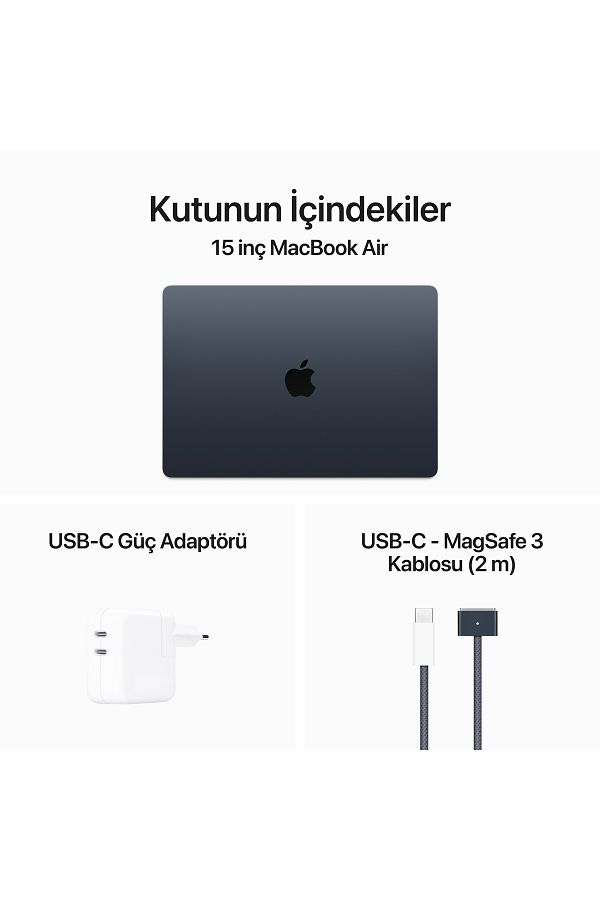 Apple 15-inch MacBook Air: Apple M3 chip with 8-core CPU and 10-core GPU, 16GB, 256GB SSD - Gece Yarısı - Görsel 9