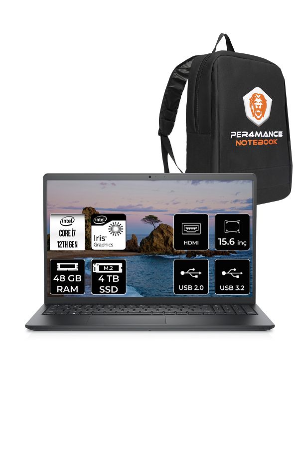 Dell Vostro 3520 Intel Core i7 1255U 48GB 4TB SSD 15.6" FHD FDOS & PER4 Çanta