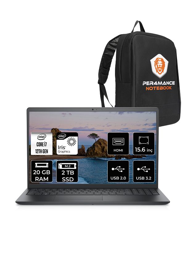Dell Vostro 3520 Intel Core i7 1255U 20GB 2TB SSD 15.6" FHD FDOS & PER4 Çanta