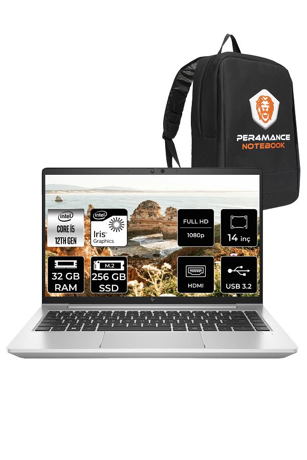 HP EliteBook 640 G9 Intel Core i5 1235U 32GB 256GB SSD 14" FHD FDOS & PER4 Çanta