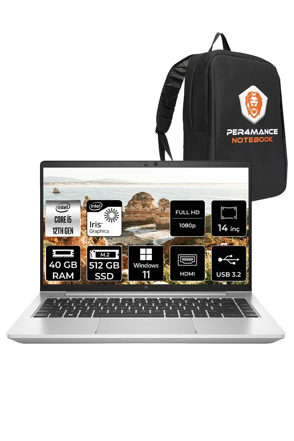 HP EliteBook 640 G9 Intel Core i5 1235U 40GB 512GB SSD 14" FHD W11H & PER4 Çanta