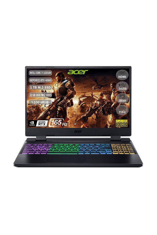 ACER Nitro 5 I7-12650h 32 Gb 1 Tb Ssd Rtx 4060-8 Gb 15.6'' 165hz Ips Freedos Nh.qm0ey.00b 325