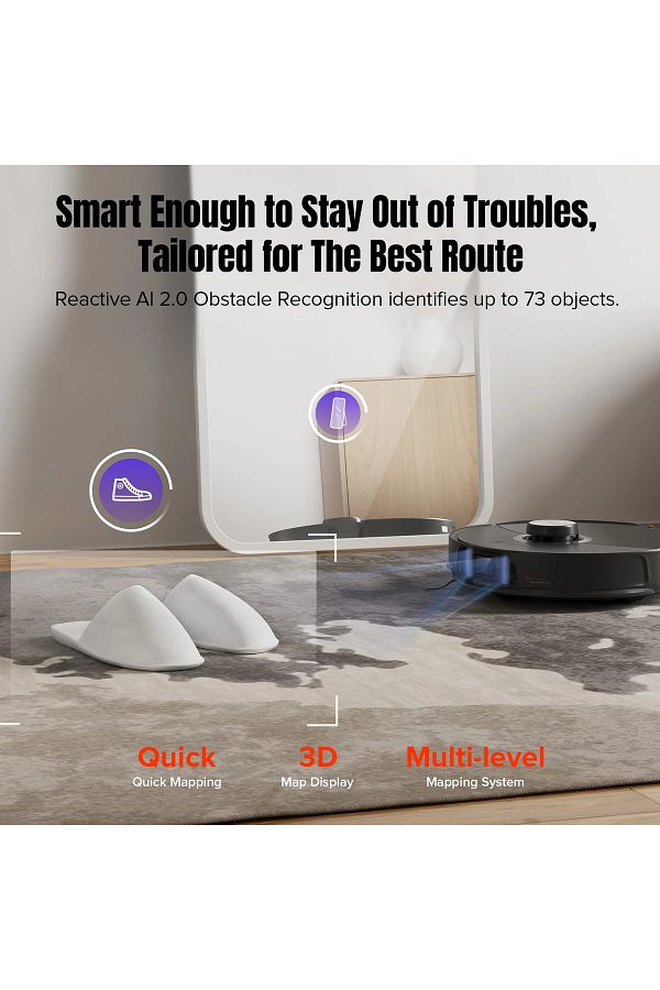Roborock 10000Pa Emiş Güçlü Ultra Performanslı Premium Robot Süpürge, Sonic Paspas, Mop Kaldırma - Görsel 7