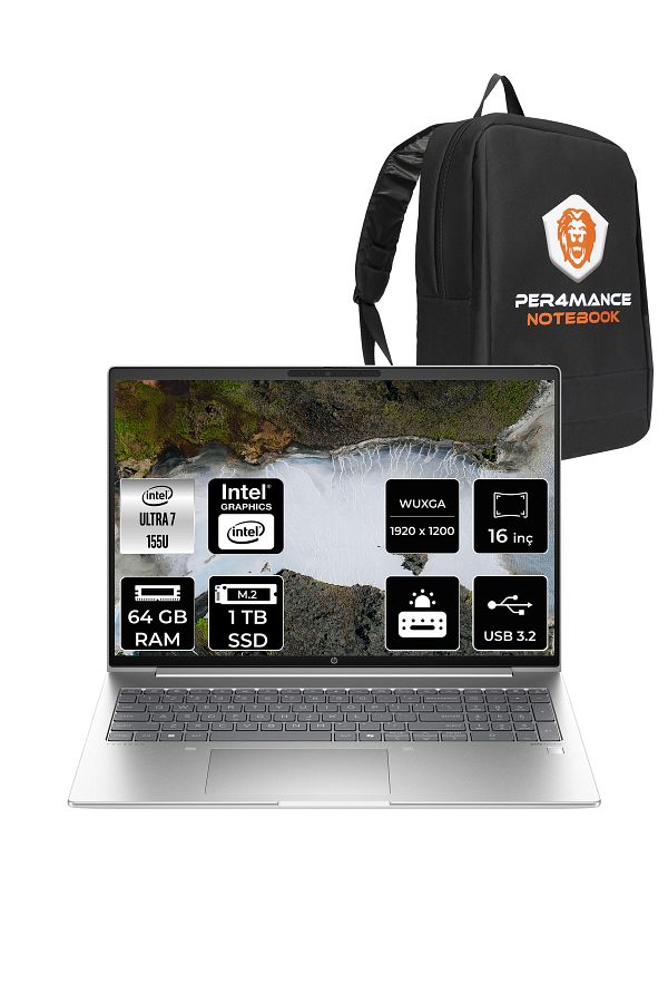 HP ProBook 460 İntel Core Ultra 7 155U 64GB 1TB SSD 16'' WUXGA FDOS A23BCEA & PER4 ÇANTA