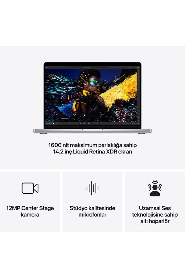 Apple 14" MacBook Pro: Apple M4 Pro chip with 12‑core CPU and 16‑core GPU, 24GB, 512GB SSD - Gümüş - Görsel 6