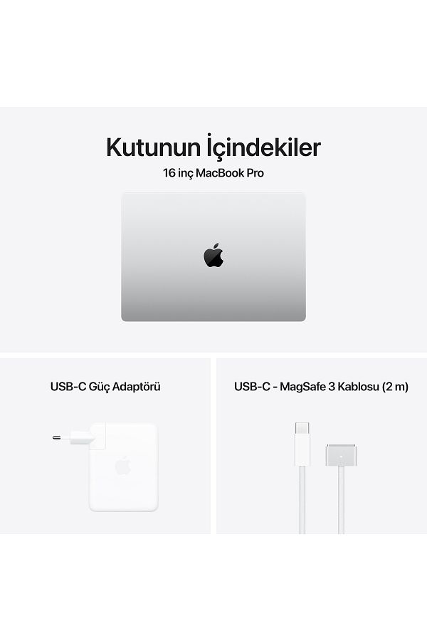 Apple 16-inch MacBook Pro: Apple M4 Pro chip with 14?core CPU and 20?core GPU, 24GB, 512GB SSD - Gümüş - Görsel 8
