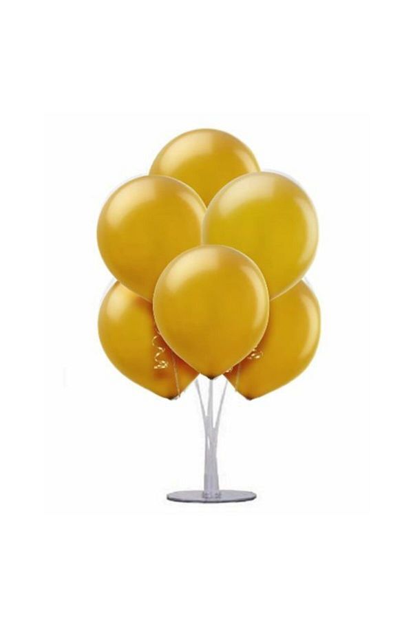 1 Adet 7 Balonlu Gold Metalik Ayaklı Balon Standı