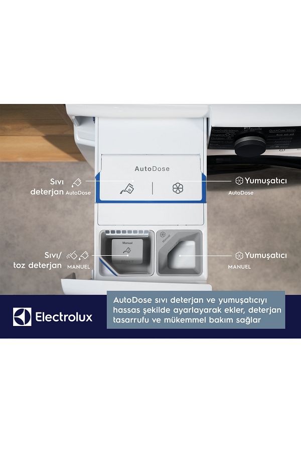 Electrolux EW6F3411ACT 600 Serisi SensiCare 10 kg 1400 devir A sınıfı AutoDose Wi-Fi Çamaşır Makinesi - Görsel 3