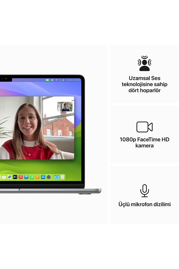 Apple 13-inch MacBook Air: Apple M3 chip with 8-core CPU and 10-core GPU, 16GB, 512GB SSD - Uzay Grisi - Görsel 6