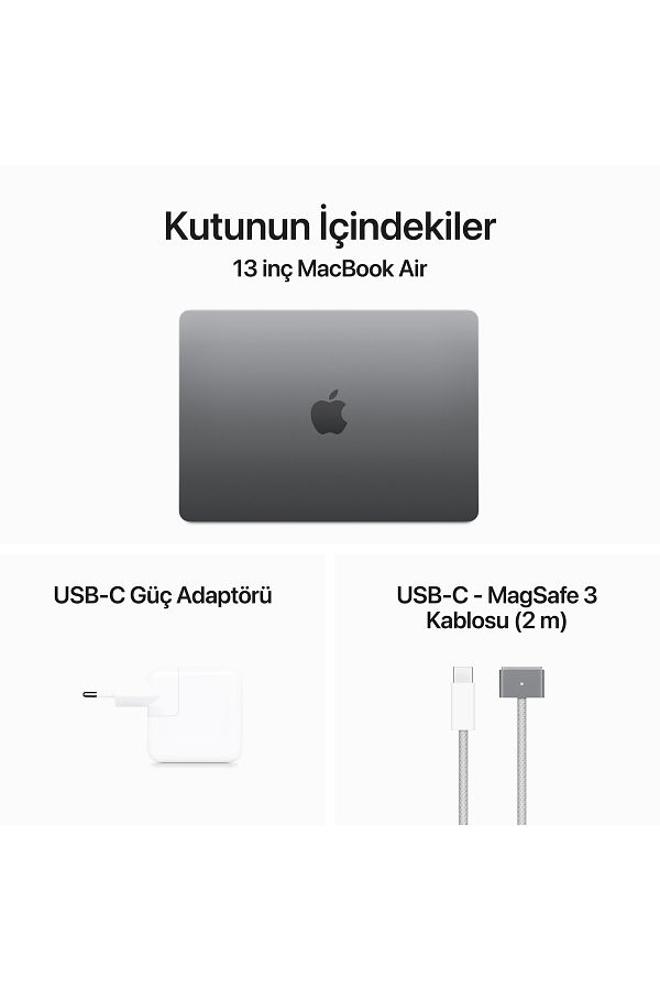 Apple 13-inch MacBook Air: Apple M3 chip with 8-core CPU and 10-core GPU, 16GB, 512GB SSD - Uzay Grisi - Görsel 9