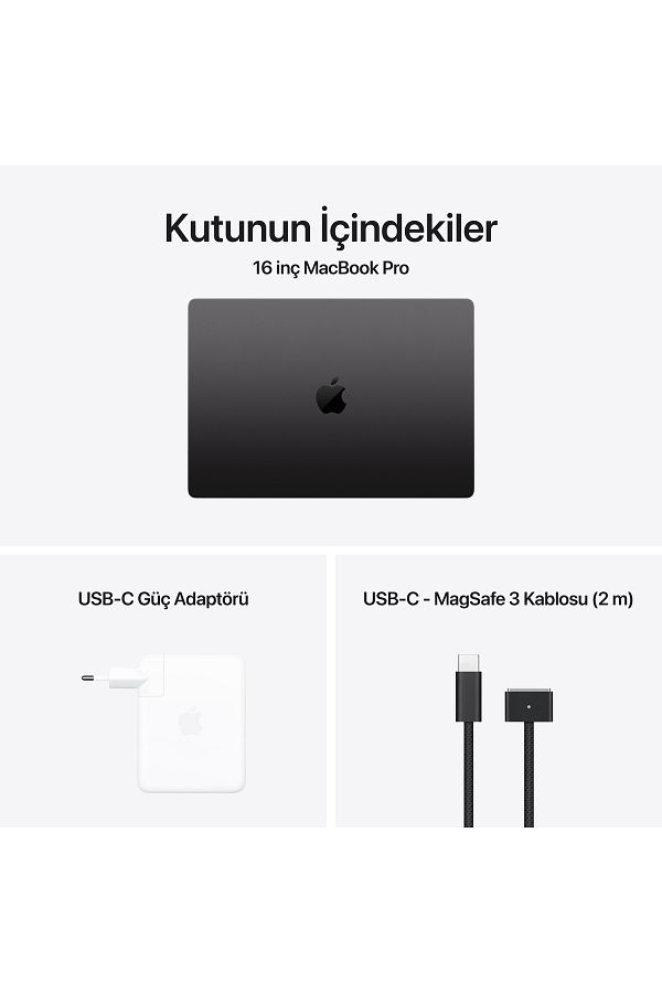 Apple 16" MacBook Pro: Apple M4 Pro chip with 14‑core CPU and 20‑core GPU, 24GB, 512GB SSD - Uzay Siyahı - Görsel 8