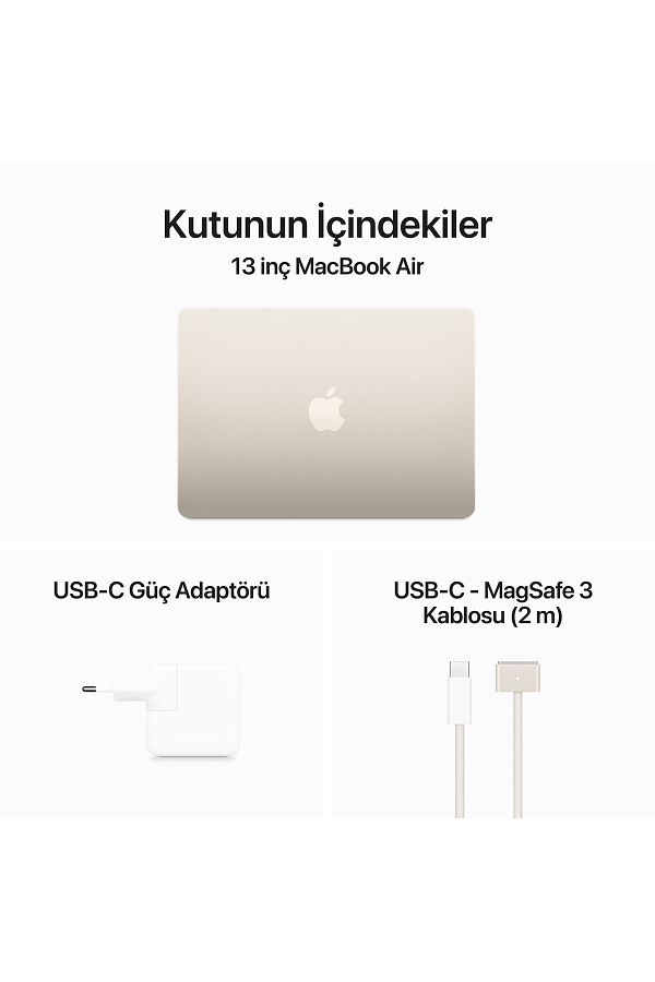 Apple 13-inch MacBook Air: Apple M3 chip with 8-core CPU and 10-core GPU, 16GB, 512GB SSD - Yıldız Işığı - Görsel 7