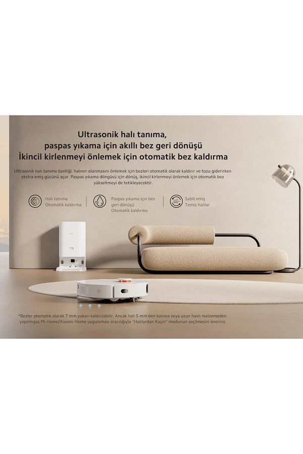 Xiaomi Akıllı İos-Android Wi?-fi? Bağlantı I?stasyonlu Çift Döner Paspaslı 4000pa Kontrol Robot Süpürge - Görsel 4