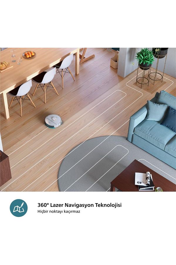 Philips Robot Süpürge-  Lazer Navigasyon, Otomatik Boşaltma İstasyon, 130 dakika Çalışma Süresi - Görsel 3