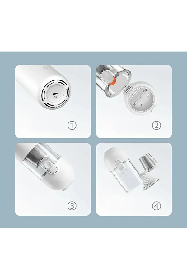 Xiaomi Mi Vacuum Mini Şarjlı Araç içi El Süpürgesi 120 Watt Mijia Global Çift Kademe +Hediye Yedek Filtre - Görsel 7