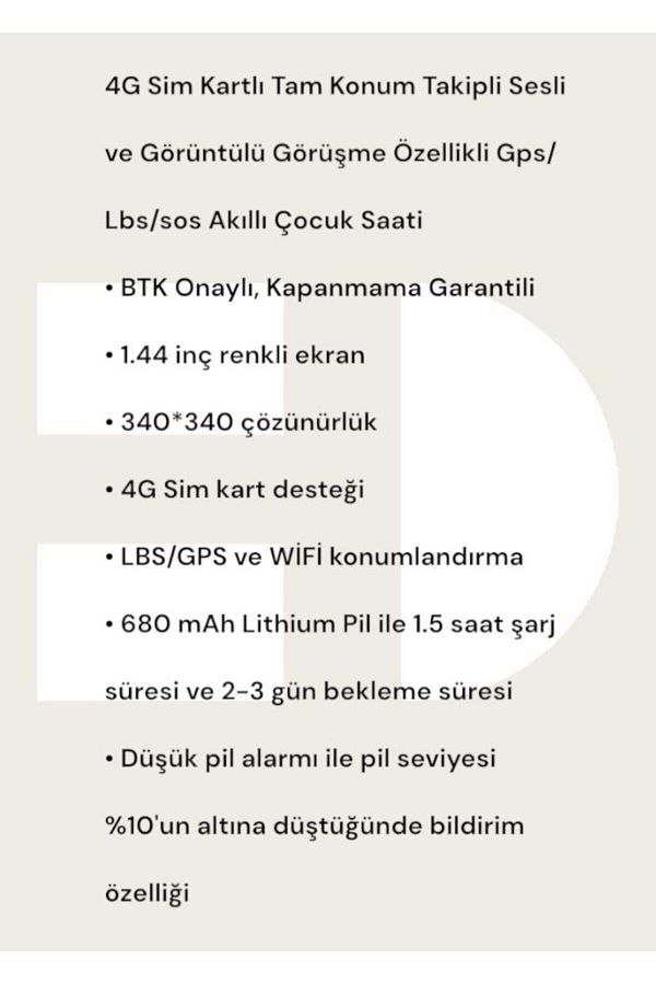 Slazenger 4g Sim Kartlı Tam Konum Takipli Sesli Ve Görüntülü Görüşme Özellikli Gps Lbs Sos Akıllı Çocuk Saati - Görsel 5