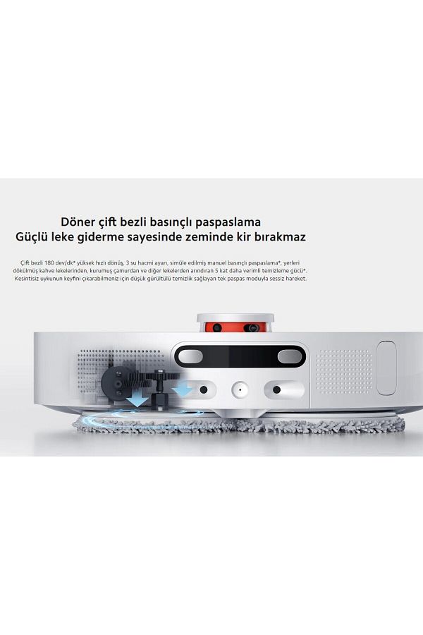 Xiaomi Akıllı İos-Android Wi?-fi? Bağlantı I?stasyonlu Çift Döner Paspaslı 4000pa Kontrol Robot Süpürge - Görsel 6