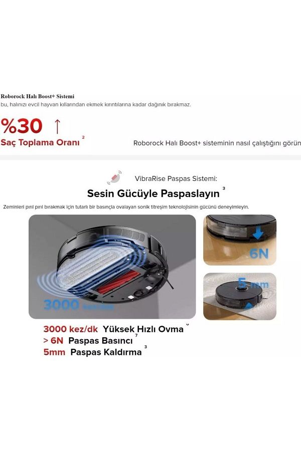 Roborock Kameralı+Lidar Taramalı S8 6000PA Ultra Gü Halı Tanıma+Mop Kaldırma Özellikli RobotSüpürge+Sethediye - Görsel 6