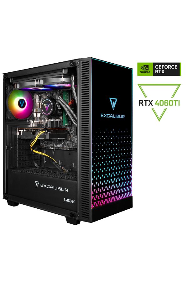 CASPER Excalibur E65H.144F-EXD0X-0RD INTEL i5-14400F 64GB RAM 2TB NVMe SSD RTX4060TI DOS GAMING SIVI S