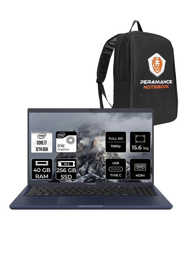 ASUS Expertbook B1 i7 1255U 40GB RAM 256GB SSD 15.6" FHD FDOS Taşınabilir Bilgisayar & PER4 ÇANTA