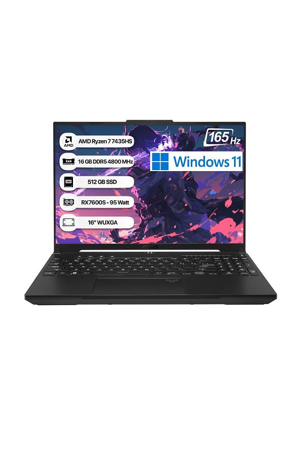 ASUS Tuf Gaming A16 FA617NSR-N3004W R7 7435HS 16GB 512GB SSD AMD Radeon RX7600S-95Wat 165 Hz W11H 16 FHD+