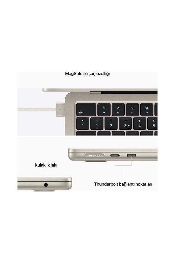 Apple 13" MacBook Air: Apple M2 chip with 8-core CPU and 8-core GPU, 16GB, 256GB - Yıldız Işığı - Görsel 7