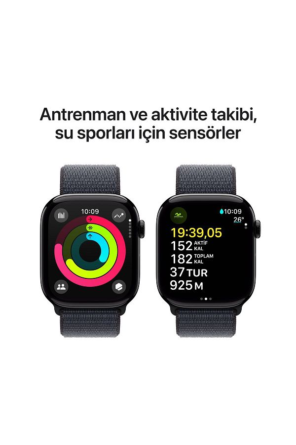 Apple Watch Series 10 GPS 46mm Jet Black Aluminium Case with Ink Sport Loop - Görsel 4