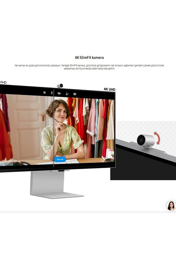 Samsung 5K(5120 x 2880)pixel, Kameralı Akıllı Monitör 27"inç Viewfinity S9 Kumandalı Slim Monitör-TV - Görsel 6