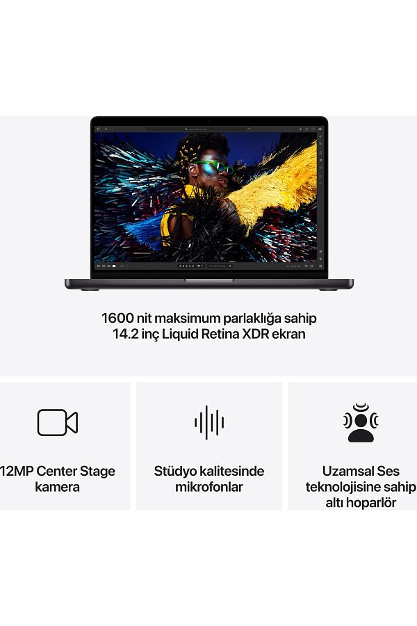 Apple 14" MacBook Pro: Apple M4 Pro chip with 12‑core CPU and 16‑core GPU, 24GB, 512GB SSD - Uzay Siyahı - Görsel 5