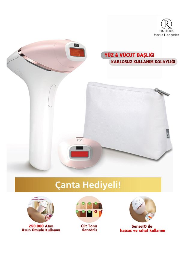 Philips Premium En Hızlı Yüz&Vücut 2 Başlıklı Lazer Epilasyon IPL Tüy Alma Cihazı, Kablolu/Kablosuz Kullanım