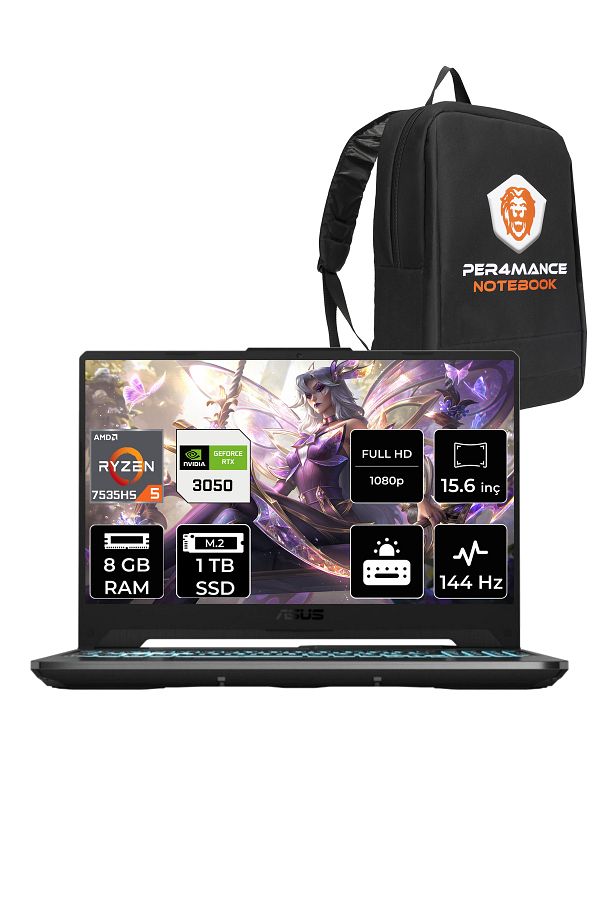 ASUS TUF Gaming A15 R5 7535HS 8GB 1TB SSD RTX3050/4GB 144Hz 15.6" FHD FDOS HN049 & PER4 ÇANTA