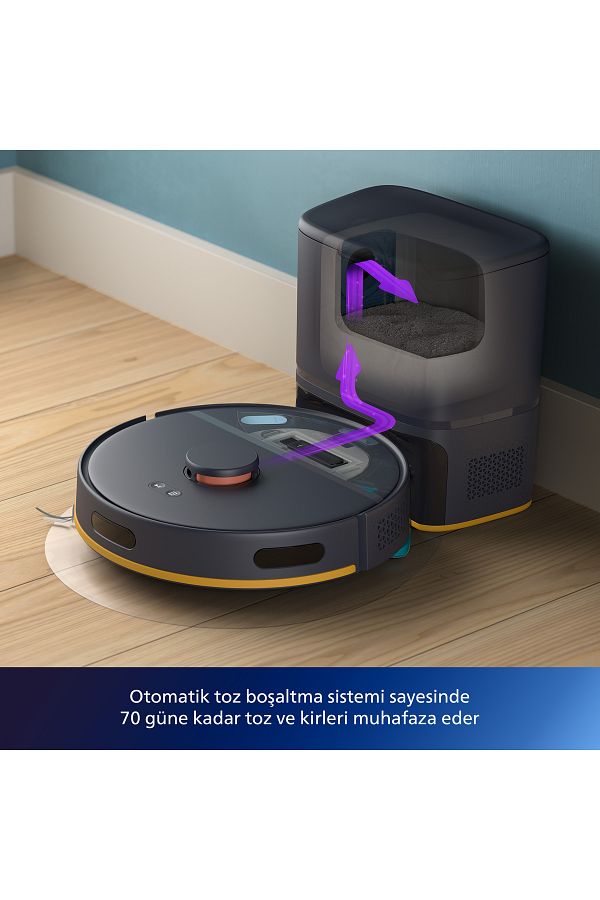 Philips HomeRun 2100 Serisi Aqua İstasyonlu Lacivert Robot Süpürge, XU2100/10 - Görsel 14