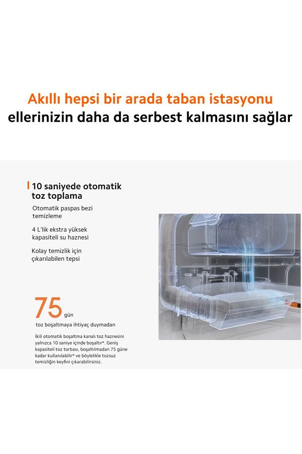 Xiaomi İstasyonlu Kendini Temizleyen 6000pa Sesli Kontrol -gelişmiş Süpürme Ve Paspas Akıllı Robot Süpürge - Görsel 3
