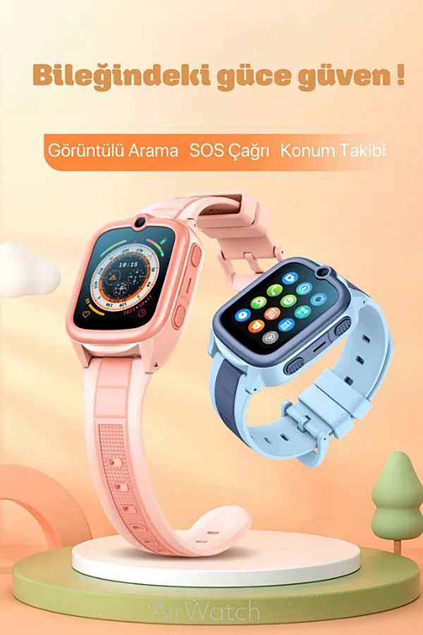AirWatch HX Kids 4G Pro Sim Kartlı  Gps Konum Takibi Arama Konuşma 4G Destekli Akıllı Çocuk Saati - Görsel 2
